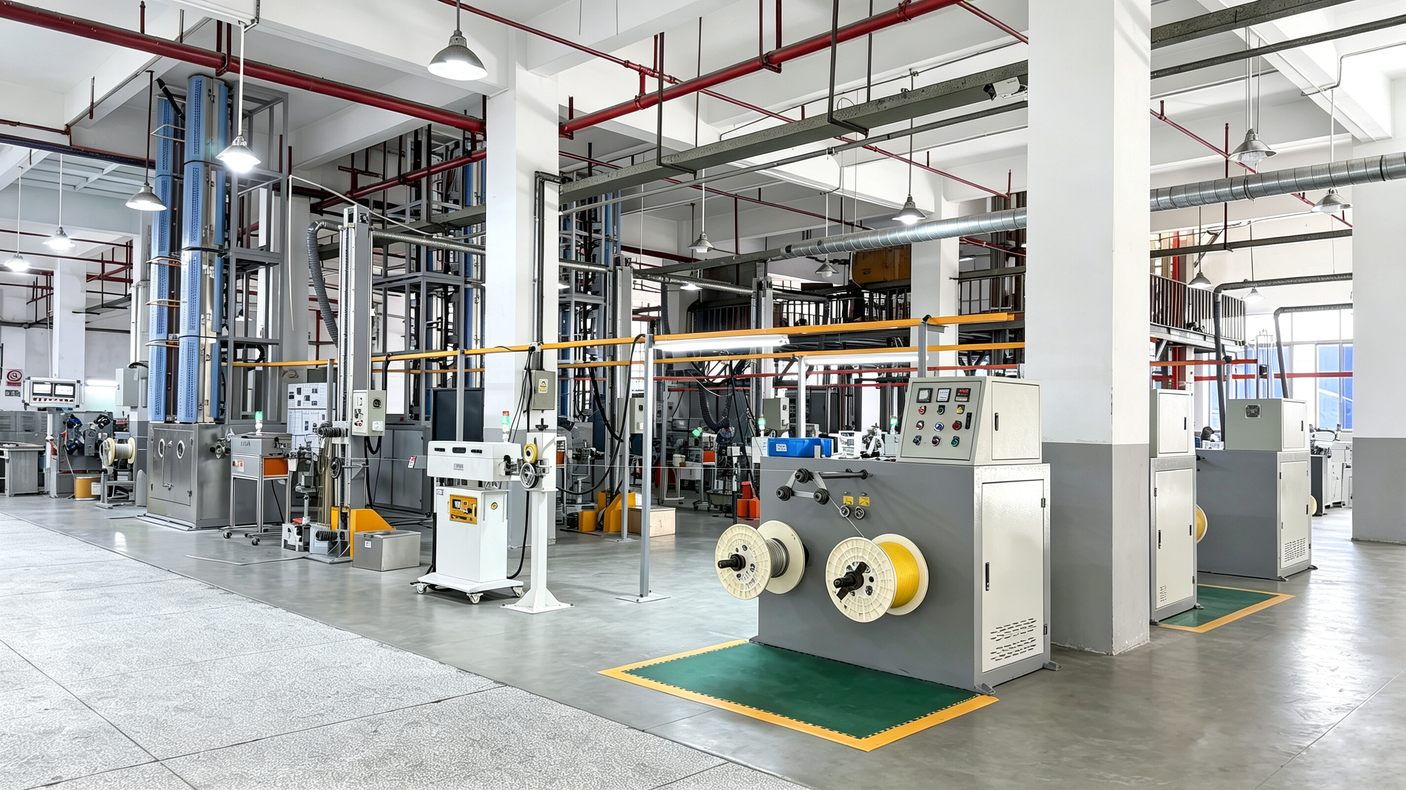 Wire Feeding Cabinet: Multiple stations with neatly arranged wire feeding